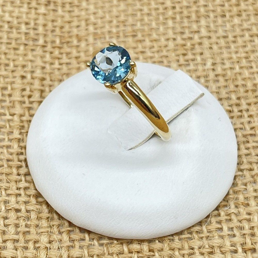 Technibond 1 ct Solitaire Ring Light Blue Topaz Gold Clad Sterling Silver Sz 7.5 - Picture 6 of 10